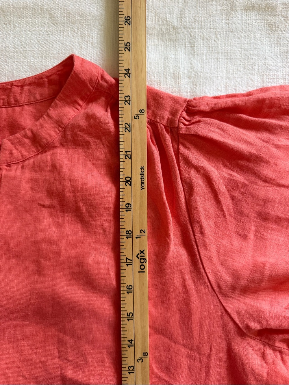 Chico's 100% Linen Coral Embroidered Hem With Flutter-Sleeve Blouse - Picture 11 of 11